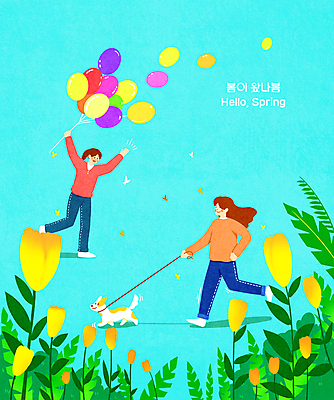 전신 PSD 한마리 여자 꽃 하늘색 나비 잎 여러마리 일러스트 들기 성인 두명 달리기 봄 산책 강아지 풍선 봄맞이 성인여자만 국내일러스트 식물 1 계절 다수 곤충 모션 휴식 사람 파란색 반려동물 개 여자만 성인만 파일형식