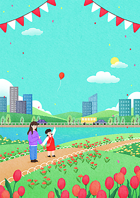 전신 PSD 구름 여자 어린이 일러스트 모녀 서기 소녀 성인 두명 건물 강 손들기 손잡기 봄 튤립 도시 꽃가루 풍선 가랜드 꽃축제 민트색 여자만 국내일러스트 자연요소 건축물 계절 꽃 딸 컬러 가족 모션 엄마 사람 축제 가루 파티용품 파일형식