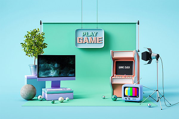 PSD 식물 편집 편집이미지 화분 하늘색 스튜디오 전등 조명 매달리기 사람없음 3D 모니터 텔레비전 게임 키보드 원형 게임기 디지털합성 네온 전광판 촬영실 조명장치 촬영장비 편집소스 배경지 편집3D 도형 모션 놀이 파란색 전자제품 컴퓨터 공간 장비 도구 파일형식