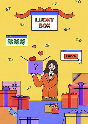 PSD 여자 리본 일러스트 한명 들기 이벤트 상반신 성인 타이포그라피 선물상자 노란색 동전 물음표 하트 행운 네잎클로버 금화 커서 인터넷창 성인여자한명만 럭키박스 랜덤박스 국내일러스트 모양 식물 문자 1 기호 컬러 컨셉 돈 인터넷 모션 선물 사람 쇼핑 상자 황금 클로버 여자한명만 성인여자만 파일형식