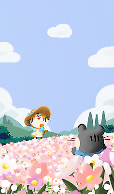 전신 PSD 구름 모자 커플 분홍색 하늘색 두마리 꽃밭 일러스트 봄꽃 팔벌리기 산 상반신 사람없음 손들기 귀여움 봄 호랑이띠 호랑이 호랑이캐릭터 꽃놀이 2022년 임인년 흑호 국내일러스트 자연요소 잡화 계절 꽃 컬러 동물캐릭터 컨셉 2 포유류 관계 모션 파란색 축제 십이지신 연도 파일형식