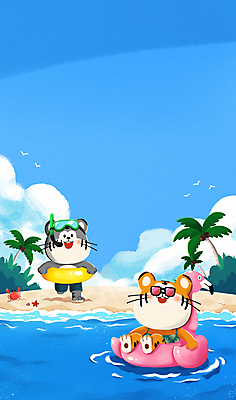 전신 PSD 구름 커플 수영복 바다 두마리 일러스트 물놀이 해변 사람없음 여름 파란색 야자수 귀여움 게 잡기 호랑이띠 호랑이 호랑이캐릭터 튜브 스노클링용품 2022년 플라밍고튜브 임인년 흑호 국내일러스트 자연요소 나무 옷 계절 스포츠용품 컬러 동물캐릭터 컨셉 2 포유류 관계 모션 놀이 갑각류 십이지신 스노클링 연도 파일형식