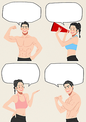 PSD 직업 여자 남자 포즈 일러스트 요가 근육 들기 손짓 여러명 상반신 성인 운동복 손들기 헬스 확성기 주먹 가리킴 말_대화 체육관 트레이너 베이지색 필라테스 성인만 국내일러스트 웰빙 옷 컬러 다수 모션 사람 운동 파일형식