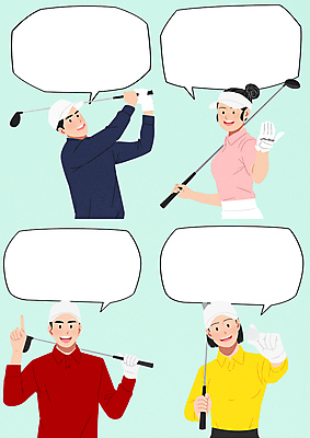 PSD 직업 모자 여자 남자 포즈 하늘색 말풍선 일러스트 골프공 들기 손짓 여러명 상반신 성인 골프채 가리킴 말_대화 골퍼 스윙 골프웨어 골프장갑 성인만 국내일러스트 잡화 옷 장갑 다수 골프 공 모션 운동선수 골프용품 사람 파란색 파일형식