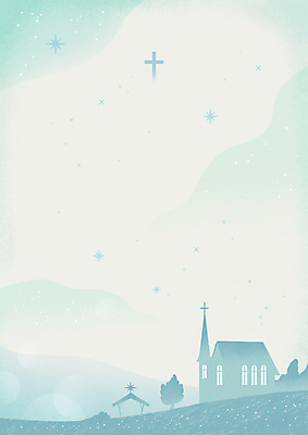 PSD 구름 별 기독교 하늘색 십자가 일러스트 프레임 사람없음 교회 언덕 프레임일러스트 국내일러스트 자연요소 종교 종교건축 건물 파란색 파일형식