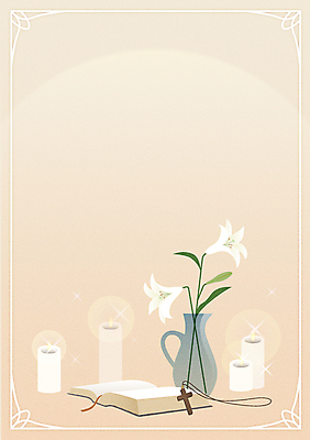 기독교 십자가 일러스트 초 촛불 프레임 사람없음 성경 백합 베이지색 프레임일러스트 국내일러스트 AI파일 꽃 종교 컬러 종교용품 파일형식 벡터