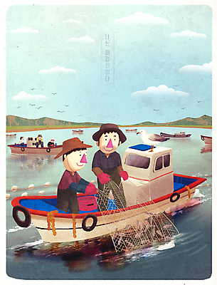 전신 PSD 구름 여자 남자 바다 일러스트 갈매기 하늘 산 작업복 어류 어업 서기 여러명 성인 반사 잡기 그물 어선 어부 어촌 고기잡이 전원생활 고기잡기 물고기잡기 물고기잡이 성인만 귀어 수산인의날 국내일러스트 자연요소 직업 옷 산업 다수 배_교통 모션 조류 사람 생활 수중동물 시골 파일형식 법정기념일