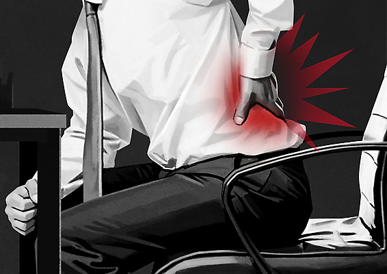 PSD 남자 허리손 일러스트 한명 앉기 정장 상반신 성인 검은색 고통 잡기 비즈니스맨 허리 책상 허리디스크 감싸기 사무용의자 허리통증 성인남자한명만 국내일러스트 1 옷 감정 컬러 포즈 가구 의자 비즈니스 모션 사람 신체부위 디스크_질병 직장인 남자한명만 성인남자만 파일형식