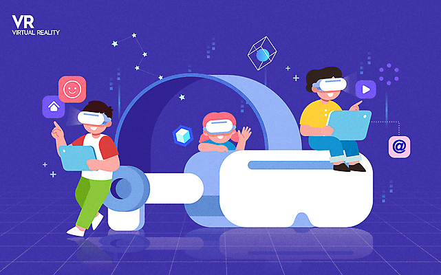 전신 학생 여자 어린이교육 남자 어린이 일러스트 들기 앉기 소녀 소년 상반신 세명 태블릿 반사 디지털 보라색 가리킴 손인사 디지털산업 가상공간 가상현실 어린이만 VR기기 국내일러스트 AI파일 교육 산업 컬러 모션 사람 손짓 전자제품 스마트기기 기계 인사 파일형식 벡터