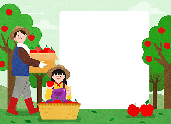 전신 구름 여자 남자 농업 일러스트 프레임 서기 들기 앉기 상반신 성인 두명 연두색 바구니 사과 과수원 밀짚모자 귀농 사과나무 전원생활 사과농장 사과바구니 사과상자 성인만 청년농부 국내일러스트 AI파일 자연요소 나무 모자_잡화 산업 과일 모션 사람 생활 초록색 상자 농장 농부 파일형식 벡터