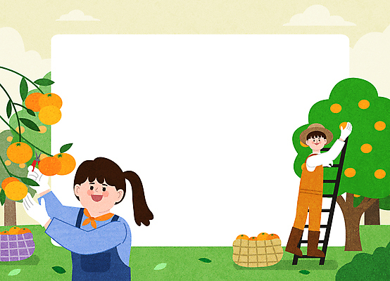 전신 구름 여자 남자 농업 일러스트 사다리 귤 프레임 서기 상반신 성인 두명 수확 과수원 밀짚모자 귀농 전원생활 귤나무 귤밭 성인만 청년농부 국내일러스트 AI파일 자연요소 나무 모자_잡화 산업 밭 과일 모션 사람 생활 도구 농부 파일형식 벡터