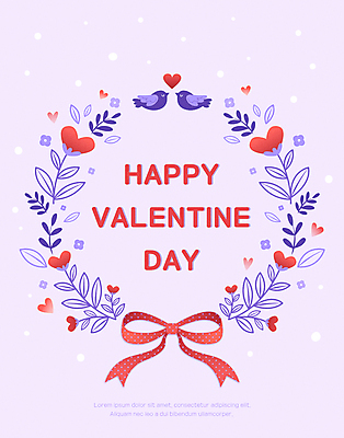 식물 꽃 포스터 리본 백그라운드 잎 두마리 일러스트 조류 프레임 발렌타인데이 사랑 이벤트 타이포그라피 사람없음 보라색 하트 프레임일러스트 국내일러스트 AI파일 모양 동물 문자 감정 컬러 2 데이이벤트 파일형식 벡터