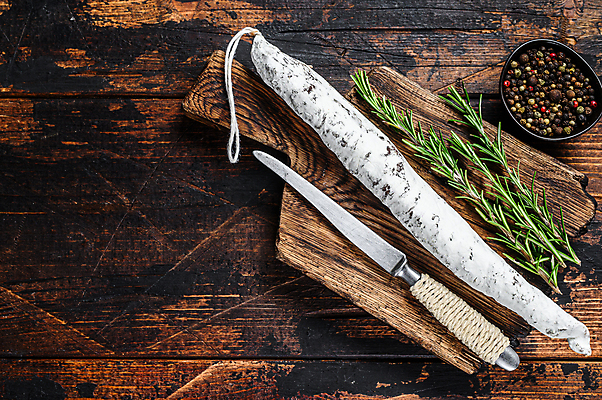 포토 JPG 해외이미지 실내 사람없음 나이프 로즈메리 나무도마 살라미 나무배경 해외포토 식기 백그라운드 도마 내부 목재 칼 허브 파일형식 이미지허브