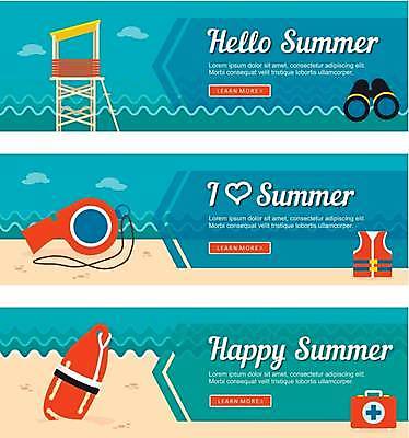 EPS 해외이미지 배너 가로배너 일러스트 사람없음 파란색 탑 쌍안경 하트 구급상자 호루라기 구명조끼 부표 구조대 배너세트 해외일러스트 모양 건축물 컬러 가로 세트 망원경 의료용품 구출 구조용품 파일형식 벡터 이미지허브