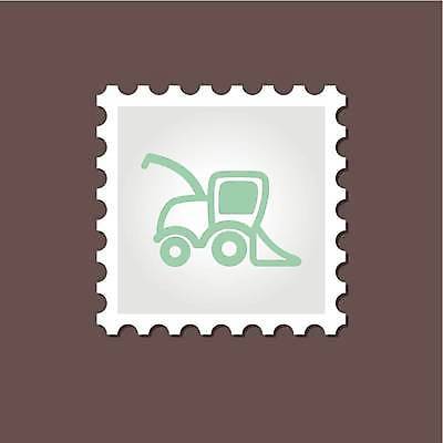 EPS 해외이미지 일러스트 사람없음 연두색 흰색 농기구 우표 콤바인 해외일러스트 컬러 농업 초록색 파일형식 벡터 이미지허브