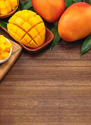 포토 JPG 해외이미지 스튜디오촬영 나뭇잎 쟁반 사람없음 목재 노란색 망고 해외포토 나무 컬러 잎 재료 실내 열대과일 파일형식 이미지허브