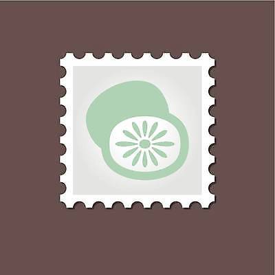 EPS 해외이미지 일러스트 단면 키위 사람없음 흰색 우표 민트색 해외일러스트 컬러 과일 파일형식 벡터 이미지허브