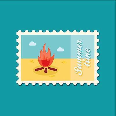 EPS 해외이미지 하늘색 일러스트 사람없음 노란색 모닥불 우표 해외일러스트 컬러 불 파란색 파일형식 벡터 이미지허브