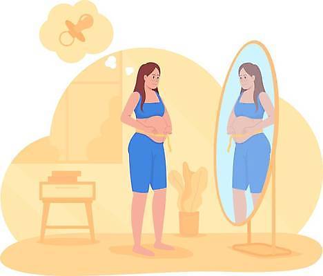 EPS 해외이미지 전신 여자 일러스트 창문 줄자 한명 성인 운동복 반사 임산부 노리개젖꼭지 측정 전신거울 성인여자한명만 해외일러스트 1 옷 자 사람 임신 거울 아기용품 여자한명만 성인여자만 파일형식 벡터 이미지허브