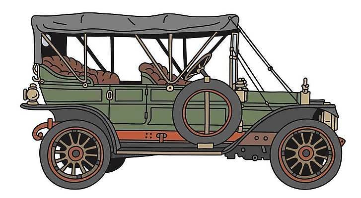 EPS 해외이미지 일러스트 자동차 지붕 사람없음 초록색 회색 빈티지 오픈 클래식 오픈카 복고 클래식카 해외일러스트 육상교통 컬러 컨셉 승용차 파일형식 벡터 이미지허브