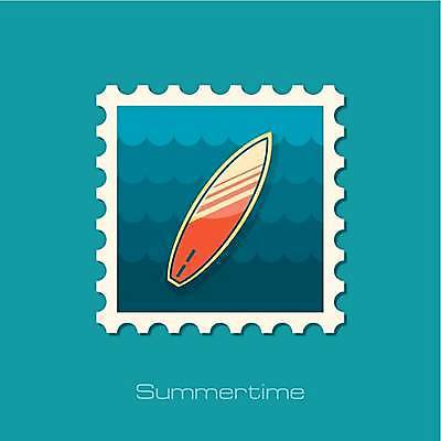 EPS 해외이미지 일러스트 사람없음 파란색 서핑보드 서핑 여름스포츠 우표 해외일러스트 스포츠 컬러 수상스포츠 보드_스포츠 파일형식 벡터 여름_계절 이미지허브