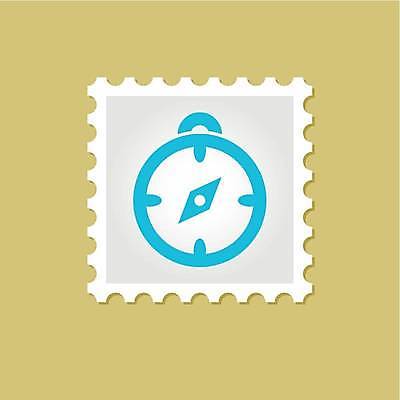 EPS 해외이미지 하늘색 일러스트 사람없음 흰색 나침반 우표 해외일러스트 컬러 파란색 파일형식 벡터 이미지허브