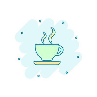 EPS 해외이미지 커피 일러스트 사람없음 컵 차 수증기 컵받침 민트색 해외일러스트 식기 음료 컬러 받침대 파일형식 벡터 이미지허브