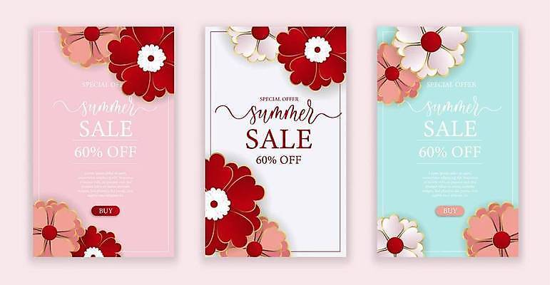 EPS 해외이미지 꽃 세로배너 분홍색 하늘색 백그라운드 일러스트 추상 타이포그라피 사람없음 쇼핑 세트 세일 흰색 해외일러스트 식물 문자 배너 컬러 무늬 세로 파란색 파일형식 벡터 이미지허브