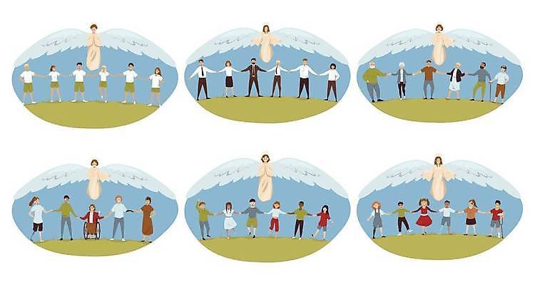 EPS 해외이미지 캐릭터 학생 손 여자 노년 남자 기독교 종교 어린이 일러스트 비즈니스 천사 함께함 사랑 사람 소년 세트 검은색 성경 잡기 도움 비즈니스맨 비즈니스우먼 그룹 성자 보호 장애인 만화 수집 종업원 경영자 신성 장애 돌봄 옛날 지원 헬프 해외일러스트 일러캐릭터 직업 감정 컬러 컨셉 종교용품 모션 성인 신체부위 직장인 리더 파일형식 벡터 이미지허브