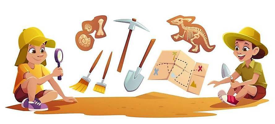 EPS 해외이미지 동물 모자 학생 교육 어린이 과학 일러스트 파충류 상상 유리 놀이 뼈 골격 스터디 흙 게임 붓 업무 작업 역사 진화 확대 연구원 만화 삽 발굴 과학자 공룡 화석 고생물 멸종 탐사 선사시대 발견 땅바닥 땅파기 해골모형 해외일러스트 직업 잡화 재질 생물 바닥 사람 학습 모형 소방 학자 파일형식 벡터 이미지허브