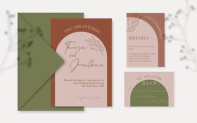 EPS 해외이미지 손글씨 결혼 잎 일러스트 편지봉투 프레임 사람없음 빨간색 초록색 세트 축하 분위기 편지지 감성 카피스페이스 해외일러스트 식물 컬러 컨셉 봉투 이벤트 공백 편지 파일형식 벡터 이미지허브