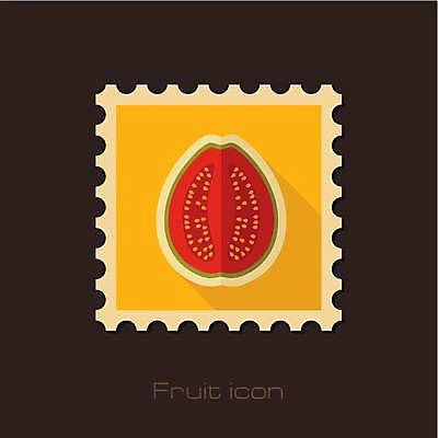 EPS 해외이미지 과일 일러스트 단면 사람없음 빨간색 노란색 우표 구아바 해외일러스트 컬러 열대과일 파일형식 벡터 이미지허브