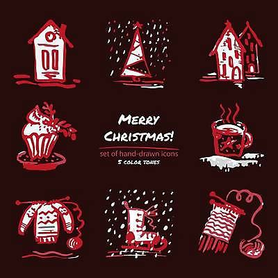 EPS 해외이미지 일러스트 주택 사람없음 빨간색 세트 크리스마스트리 스케이트 털실 컵케이크 스웨터 심볼 손그림 코코아 실뭉치 눈내림 해외일러스트 음료 스포츠용품 컬러 상의 크리스마스 눈_날씨 건물 케이크 실 파일형식 벡터 이미지허브