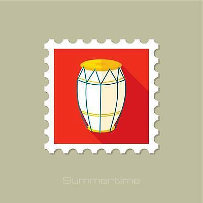 EPS 해외이미지 일러스트 사람없음 빨간색 흰색 드럼 우표 해외일러스트 컬러 타악기 파일형식 벡터 이미지허브