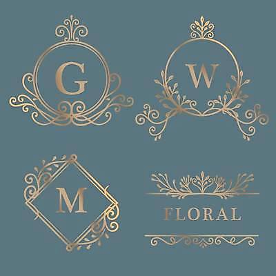 EPS 해외이미지 잎 일러스트 사각프레임 사람없음 파란색 세트 금색 고급 G 심볼 W M 원형프레임 해외일러스트 식물 알파벳 컬러 컨셉 프레임 사각형 원형 파일형식 벡터 이미지허브