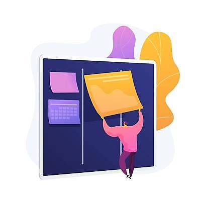 EPS 해외이미지 전신 남자 잎 일러스트 비즈니스 한명 들기 성인 자료 포스트잇 메모보드판 붙이기 성인남자한명만 해외일러스트 식물 1 모션 사람 메모지 남자한명만 성인남자만 파일형식 벡터 이미지허브