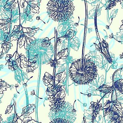 EPS 해외이미지 디자인 꽃 잎 꽃무늬 패턴 일러스트 추상 미술 사람없음 파란색 패턴백그라운드 화려 민들레 스케치 그림 해외일러스트 식물 컬러 백그라운드 컨셉 무늬 문화예술 파일형식 벡터 이미지허브