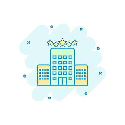 EPS 해외이미지 별 일러스트 호텔 숙소 사람없음 건물 민트색 별점 해외일러스트 자연요소 건축물 컬러 점수 평가 파일형식 벡터 이미지허브