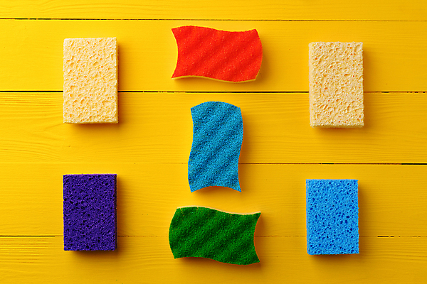 포토 JPG 해외이미지 실내 사람없음 청소도구 오브젝트 일렬 스펀지 노란배경 해외포토 백그라운드 내부 노란색 도구 청소 파일형식 이미지허브