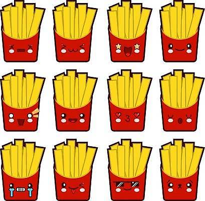 EPS 해외이미지 캐릭터 디자인 행복 얼굴 음식 백그라운드 일러스트 감자 미소 식당 저녁식사 튀김 흰색 맛 만화 수줍음 오브젝트 속도 그림 이모티콘 프랑스어 고립 해외일러스트 일러캐릭터 문자 감정 컬러 컨셉 채소 표정 신체부위 상점 식사 파일형식 벡터 이미지허브