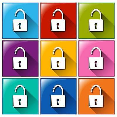 EPS 해외이미지 일러스트 버튼 자물쇠 사람없음 컬러풀 해외일러스트 컬러 파일형식 벡터 이미지허브
