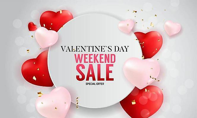 EPS 해외이미지 배너 일러스트 발렌타인데이 이벤트 사람없음 빨간색 세일 흰색 하트 원형 꽃가루 해외일러스트 모양 도형 컬러 데이이벤트 가루 파일형식 벡터 이미지허브