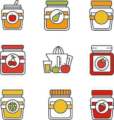 EPS 해외이미지 일러스트 딸기 사람없음 배 체리 달콤 병 사과 잼 청포도 산딸기 계량컵 사과잼 해외일러스트 식기 과일 포도 컵 소스_음식 맛 계량 파일형식 벡터 이미지허브