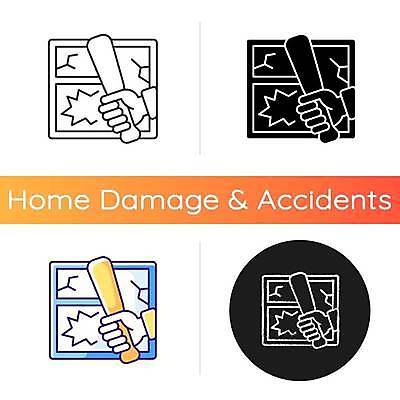 EPS 해외이미지 디자인 라인일러스트 일러스트 창문 들기 사람없음 세트 손상 범죄 위험 사건 손모양 깨짐 몽둥이 해외일러스트 모양 컨셉 모션 파일형식 벡터 손_신체부위 이미지허브