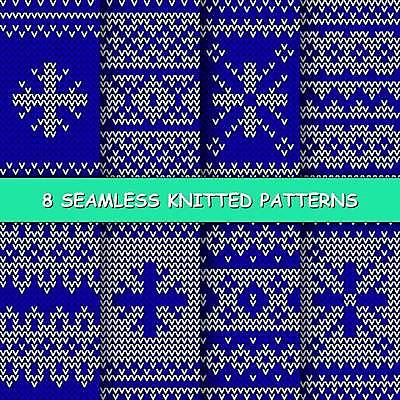 EPS 해외이미지 디자인 별 백그라운드 패턴 일러스트 따뜻함 사람없음 파란색 다양 직물 눈송이 뜨개질 질감 해외일러스트 자연요소 컬러 다수 무늬 눈_날씨 취미 파일형식 벡터 이미지허브