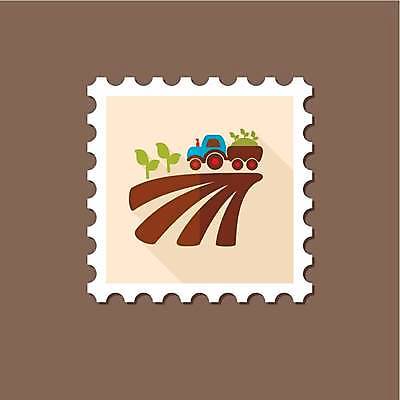 EPS 해외이미지 밭 농업 일러스트 논 사람없음 갈색 새싹 운반 트랙터 우표 베이지색 해외일러스트 식물 산업 컬러 농기계 특수차량 파일형식 벡터 이미지허브