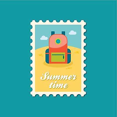 EPS 해외이미지 하늘색 일러스트 배낭 사람없음 노란색 우표 해외일러스트 컬러 가방 파란색 파일형식 벡터 이미지허브