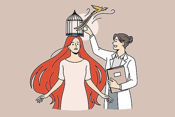 EPS 해외이미지 전신 여자 일러스트 조류 함께함 들기 상반신 성인 두명 치료 책 비행 오픈 상담 새장 정신과의사 성인여자만 심리상담 정신상담 해외일러스트 동물 컨셉 의학 모션 사람 의사 케이지 여자만 성인만 파일형식 벡터 이미지허브