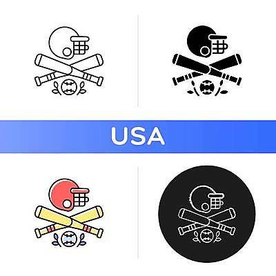 EPS 해외이미지 디자인 라인일러스트 일러스트 사람없음 세트 미국 야구 야구방망이 야구용품 야구공 야구헬멧 해외일러스트 스포츠용품 북아메리카 공 구기 헬멧 파일형식 벡터 이미지허브