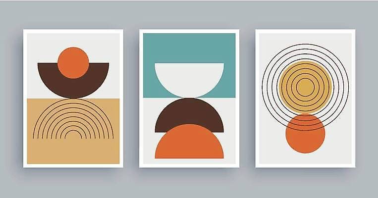 EPS 해외이미지 디자인 백그라운드 무늬 곡선 일러스트 추상 사람없음 세트 원형 그림 아치 미니멀 해외일러스트 도형 선 파일형식 벡터 이미지허브